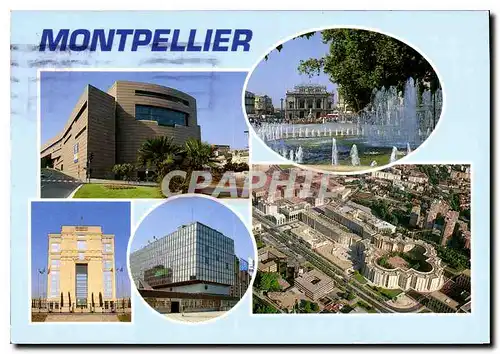 Moderne Karte Montpellier Herault le Corum la Comedie l'Hotel de region l'Hotel de Ville Antigone