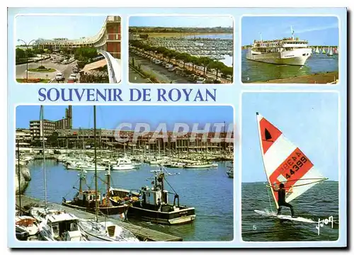 Moderne Karte Cote de Beaute Royan Charente Maritime le fron de Mer le Port de Plaisance le Bac le Medocain qu