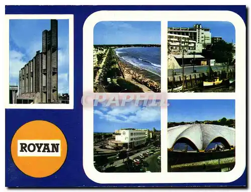 Cartes postales moderne Cote de Beaute Royan Charente Maritime l'eglise la plage le Grand Hotel de Paris la Poste le Mar