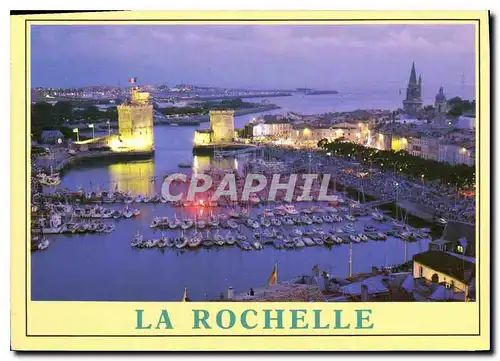 Moderne Karte Image de la Charente Maritime la rochelle le port et les Tours a la tombee de la nuit