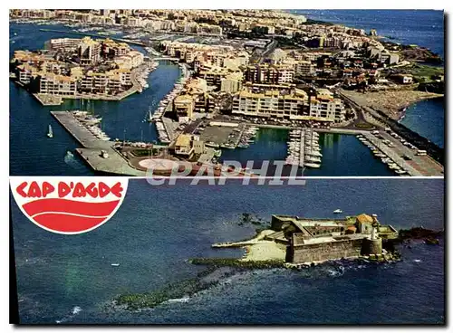 Cartes postales moderne Paysage du Languedoc Cap d'Agde vue aerienne au 1er plan le Fort Brescou