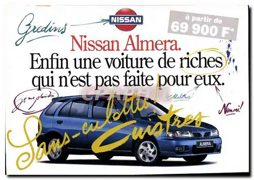 Cartes postales Nissan Almera Enfin une voiture de riches qui n'est pat faite pour eux Automobile