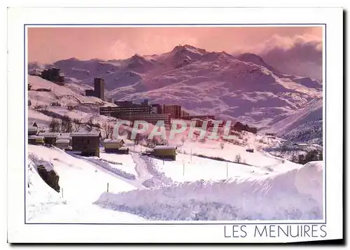 Moderne Karte Les Menuires Savoie France vue generale de la station les 3 Vallees le plus garnd domaine skiabl