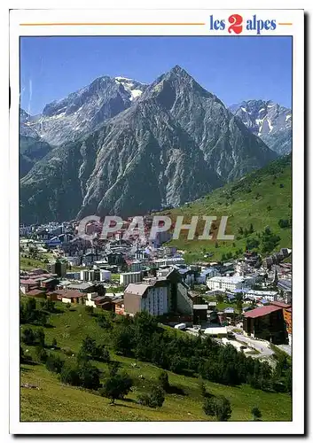 Moderne Karte En Oisans Les 2 Alpes Isere vue generale l'Aiguille de Venosc