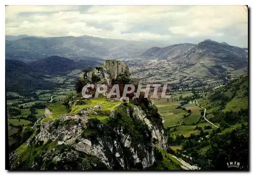 Moderne Karte L'Ariege historique Chateau de Roquefixade sur son piton rocheux bastion de la religion Cathare