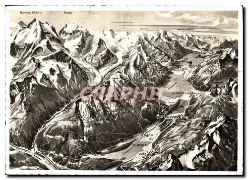 Cartes postales moderne Ober Engadin und Bernina aus der Vogelschau