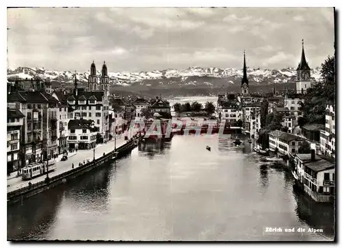 Moderne Karte Zurich und die Alpen