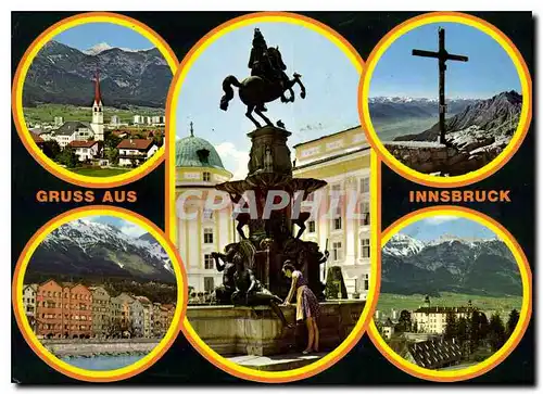 Moderne Karte Alpenstadt Innsbruck Tirol Amras Leopoldsbrunnen