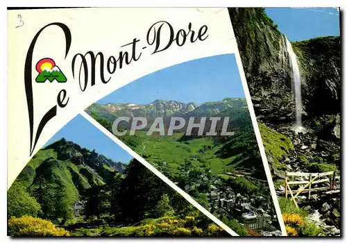 Moderne Karte L'Auvergne touristique le Mont Dore le puy de Sancy vue generale la grande Cascade