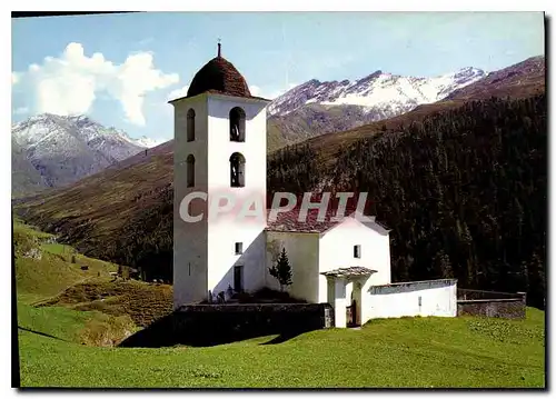 Cartes postales moderne Avers Cresta Talkirche mit Wengenhorn Tscheischhorn Kleinhorn und Grobhorn