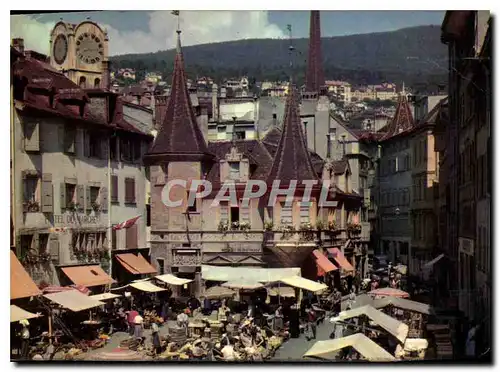 Moderne Karte Neuchatel la perle du Jura Suisse la Place du Marche