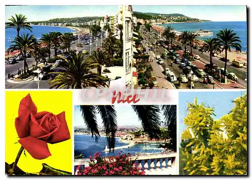 Cartes postales moderne La Cote d'Azur Nice La Promenade des Anglais et le Mont Boron l'Entree du Port