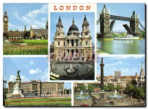 Cartes postales moderne Big Ben and Houses of Parliament Buckingham Palace St Paul's Cathedral Tower Bridge Trafalgar Sq