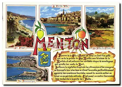 Cartes postales moderne Cote d'Azur Souvenir de Menton A M