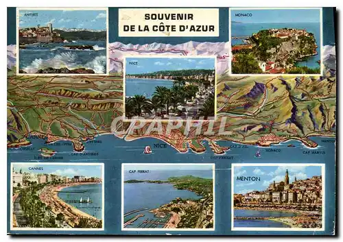 Cartes postales moderne Cote d'Azur Menton Monaco Cap Ferrat Nice Antibes