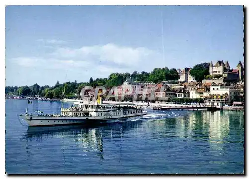 Moderne Karte Nyon Le Port le Quai et le Chateau Bateau