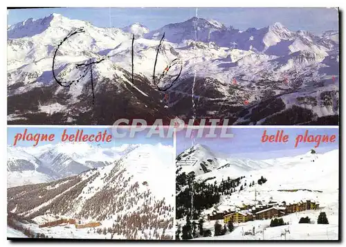 Cartes postales moderne Le Plagne Savoie France En haut vue panoramique des stations et des pistes Aime La Plagne Plagne