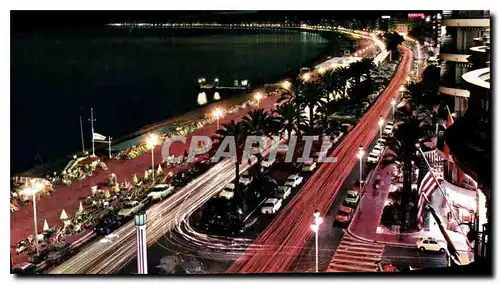 Moderne Karte La Cote d'Azur Nice La Promenade des Anglais la nuit