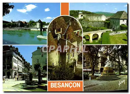 Cartes postales moderne Couleurs et lumiere de France Besancon Doubs la tour de la Pelotte la Citadelle place Pasteur Po