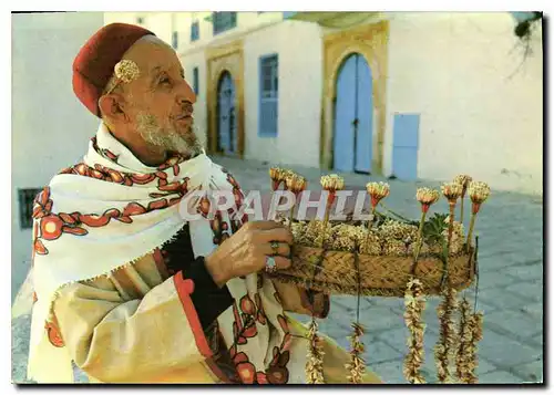 Moderne Karte Sidi Bou Said Tunisie le marchand de jasmin