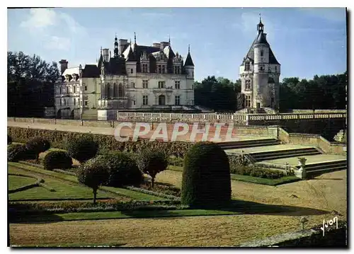 Cartes postales moderne Couleurs et Lumiere de France Val de Loire le Chateau de Chenonceau Indre et Loire et ses Jardin