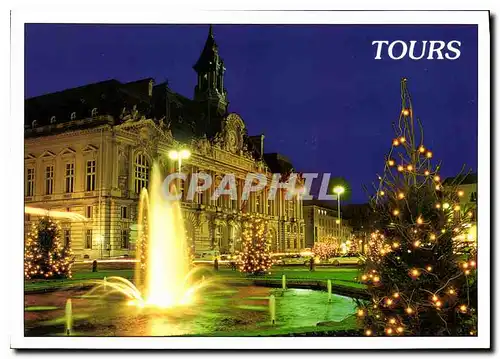 Cartes postales moderne Tours Indre et Loire L'Hotel de Ville illumine Ill a ete edifie de 1896 a 1904 sur les plans de