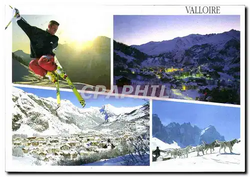 Cartes postales moderne Valloire le Cret Rond le Peron des Encombres Massif des Ceraes Ski Chiens