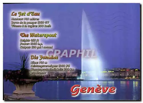 Moderne Karte Geneve Le Jet d'Eau