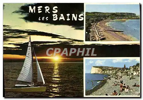 Cartes postales moderne Mers les Bains La Promenade la Plage et les Falaises