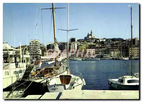 Moderne Karte Marseille B du R Le Vieux Port et ND de la Garde