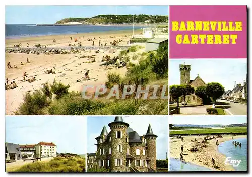 Cartes postales moderne Barneville Carteret Manche La Plage L'Eglise