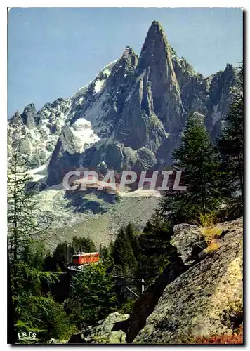 Moderne Karte Chamonix Mont Blanc Le Chemin de fer du Montenvers et l'aiguille du Dru