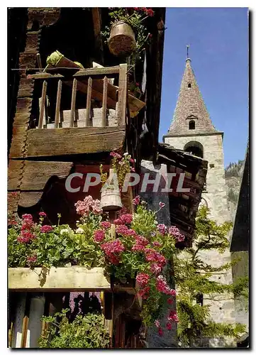 Cartes postales moderne Balcon fleuri a Evolene Valais