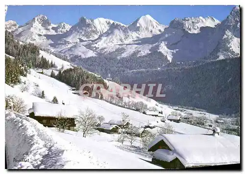 Cartes postales moderne Site hivernale en Haute Savoie ou domine la majestueuse chaine des Aravis