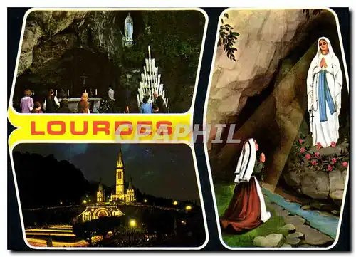 Moderne Karte Lourdes Hautes Pyrenees L'Apparition La Grotte