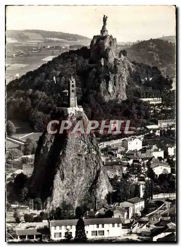 Cartes postales moderne Le Puy Les Rochers Saint Michel et Corneile et la Statue de Notre Dame de France
