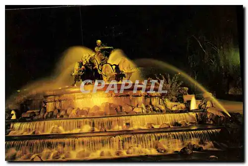 Cartes postales moderne Copenhague La Fontaine de Gefion la nuit