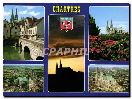 Cartes postales moderne Chartres Eure et Loir Le pont Boujou et divers aspects de la cathedrale