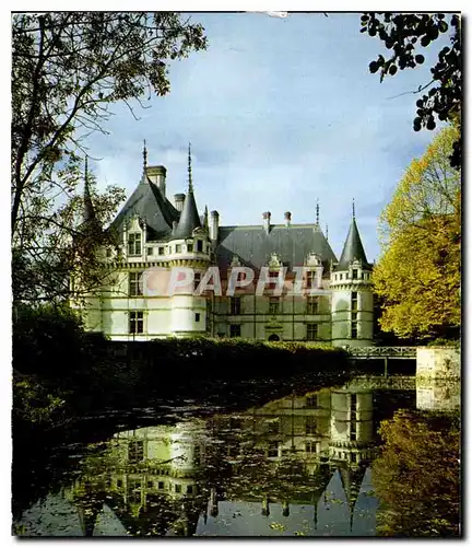 Moderne Karte Azay le Rideau Indre et Loire Le Chateause refletant dans l'Indre