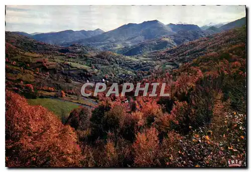 Moderne Karte Le Col de Portet d'Aspet Panorama de la vallee de la Bellengue