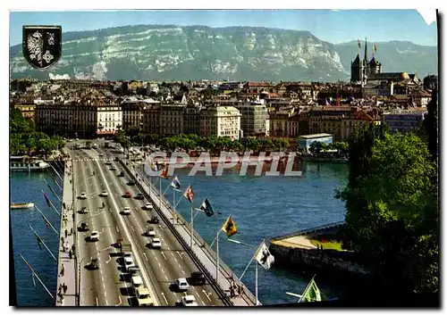 Moderne Karte Geneve Le Pont du Mont Blanc et la Cathedrale