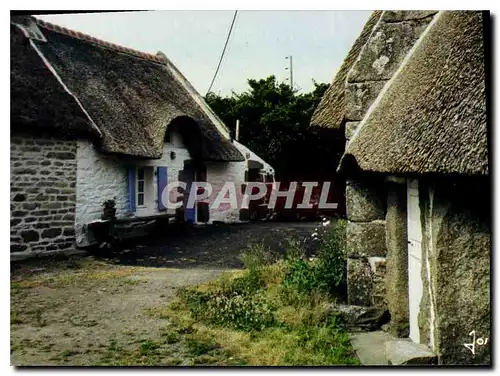 Moderne Karte La Bretagne en Couleurs Chaumiere de Basse Bretagne
