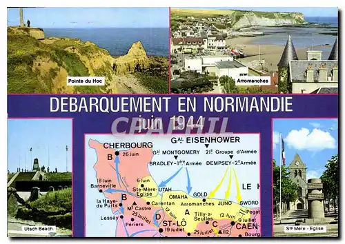 Cartes postales moderne Cirquit des Plages du Debarquement La bataille de Normandie Militaria Pointe du Hoc Arromanches