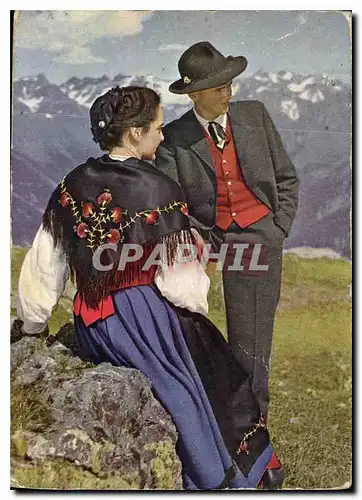Moderne Karte Costumes Suisses Folklore