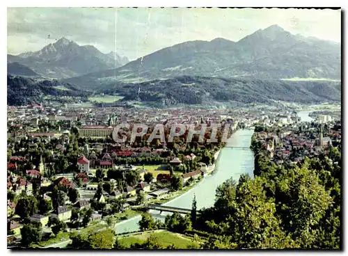 Cartes postales moderne Innsbruck gegen Suden mit Serles und Nockspitze aufnahme nach original Farbfilm