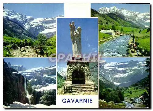 Moderne Karte Gavarnie Hautes Pyrenees le sentier du Cirque le Gave les Astazou la Grande cascade Notre Dame d