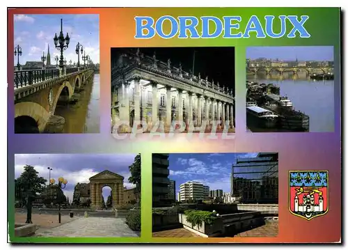 Cartes postales moderne Aquitaine Bordeaux le Pont de Pierre la facade du grand Theatre illuminee 1773 1780 Peniches ama