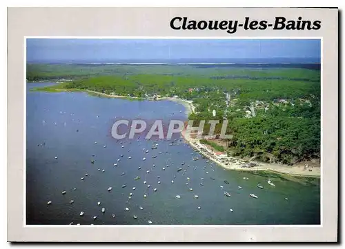 Moderne Karte Bassin d'Arcachon Claouey les Bains Gironde vue generale son Port sa plage