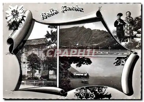 Cartes postales moderne Aix les Bains Arc romaine de Campanus La plage d'Aix et la dent du chat Abbaye d'Hautecombe Bate