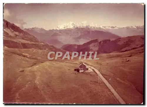 Cartes postales moderne St Francois Longchamp Savoie vue aerienne la col de la Madeleine et le Mont Blanc